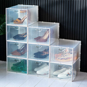 Stackable Plastic Shoe Organizer with Clear Door 4